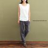 2025 Spring/Summer Women's Artistic Cotton Linen Double-Layered Crinkle Vest - Solid Color, Loose Camisole Base Layer