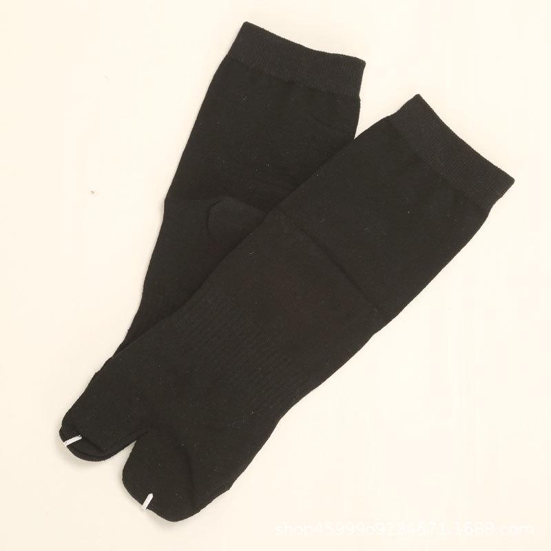 Calcetines de mujer hasta la pantorrilla con dos dedos divididos, color liso, estilo japonés, finos, diseño de pezuñas de cerdo