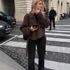 European and American Cross-Border Women's Tie-Waist Wool Coat: Autumn/Winter Long Sleeve Jacket