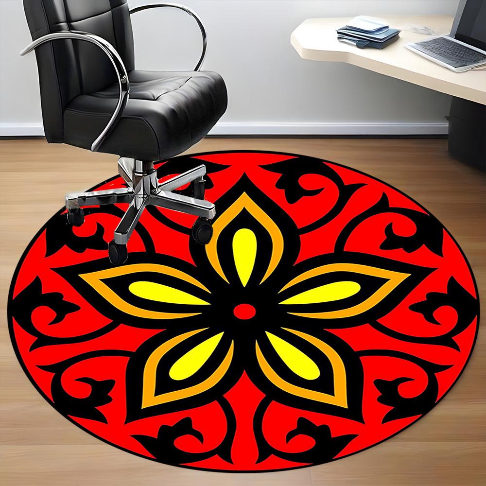 1PC Floral Mandala Pattern Chair Carpet for Office Non-Slip, Lightweight, Machine Washable Rug for Office, Sleeping, Room - Holiday DecorPol