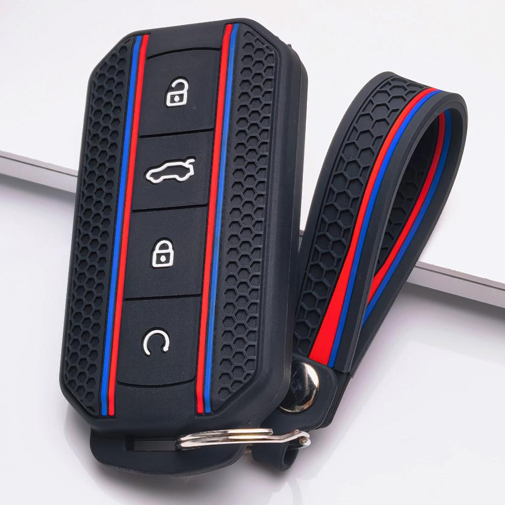 Key Case Cover for Chery Omoda C7 Jaecoo J7 J5 with Keychain Non Slip Key Shell for 4 Button Chery Smart Car Remote Key Case Anti-Scratch Surface