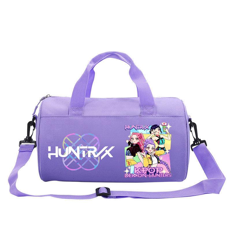 Bolsa Cilindro Fitness com Estampa de Desenho Animado Caçadores de Bruxas KPOP Bagagem Bolsa de Mão Esportiva Bolsa de Viagem