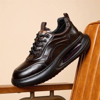 New Men's Shoes Autumn and Winter Trendy Shoes Platform Heightening Versatile Leather Sports Velvet Warm Casual Dad Shoes Men