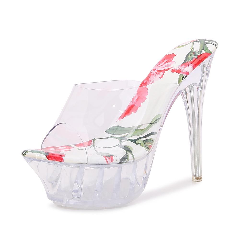 Fashion Sexy High-heeled Women's Shoes Transparent Bottom Thin Heel Fish Mouth Toe Head Trendy Personalized Women's Sandals