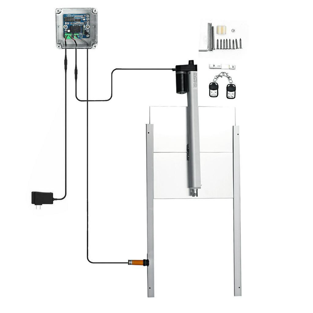 

12 В постоянного тока Автоматический контроллер открывания двери курятника Комплект двери с таймером Автоматическое закрытие Клетка курятника Аксессуары для птицефермы 66 Вт AU