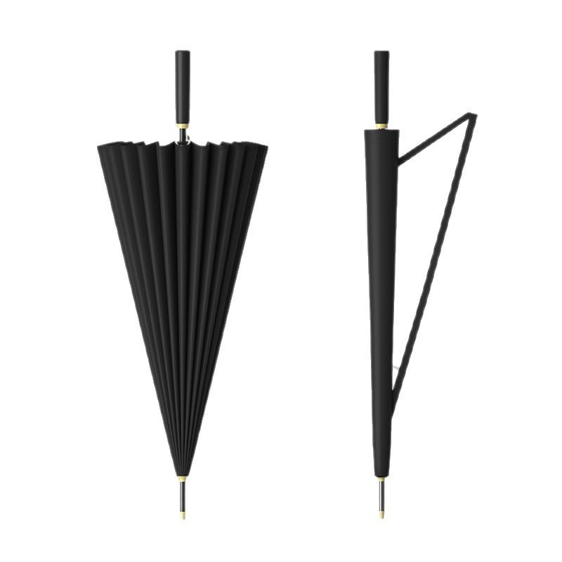 11 Bone Straight Leather Handle Umbrella Golf Umbrella Large Wind Resistance Advertising Gifts Men's Business Long Handle Umbrella Print Logo