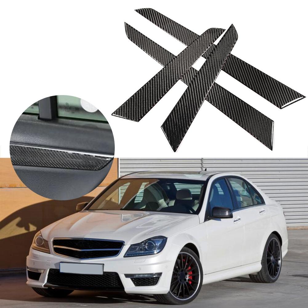 4PCS Interior Door Panel Cover Trim Real Carbon Fiber Fit for Mercedes C Class W204 07 13