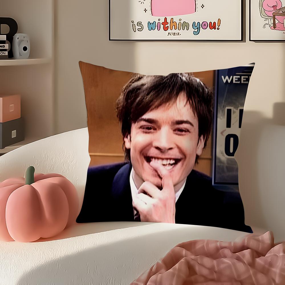 JJimmy FFallon Meme Cushion Cover Pillowcase Short Plush Invisible Zipper Room Sofa Cushion Cover