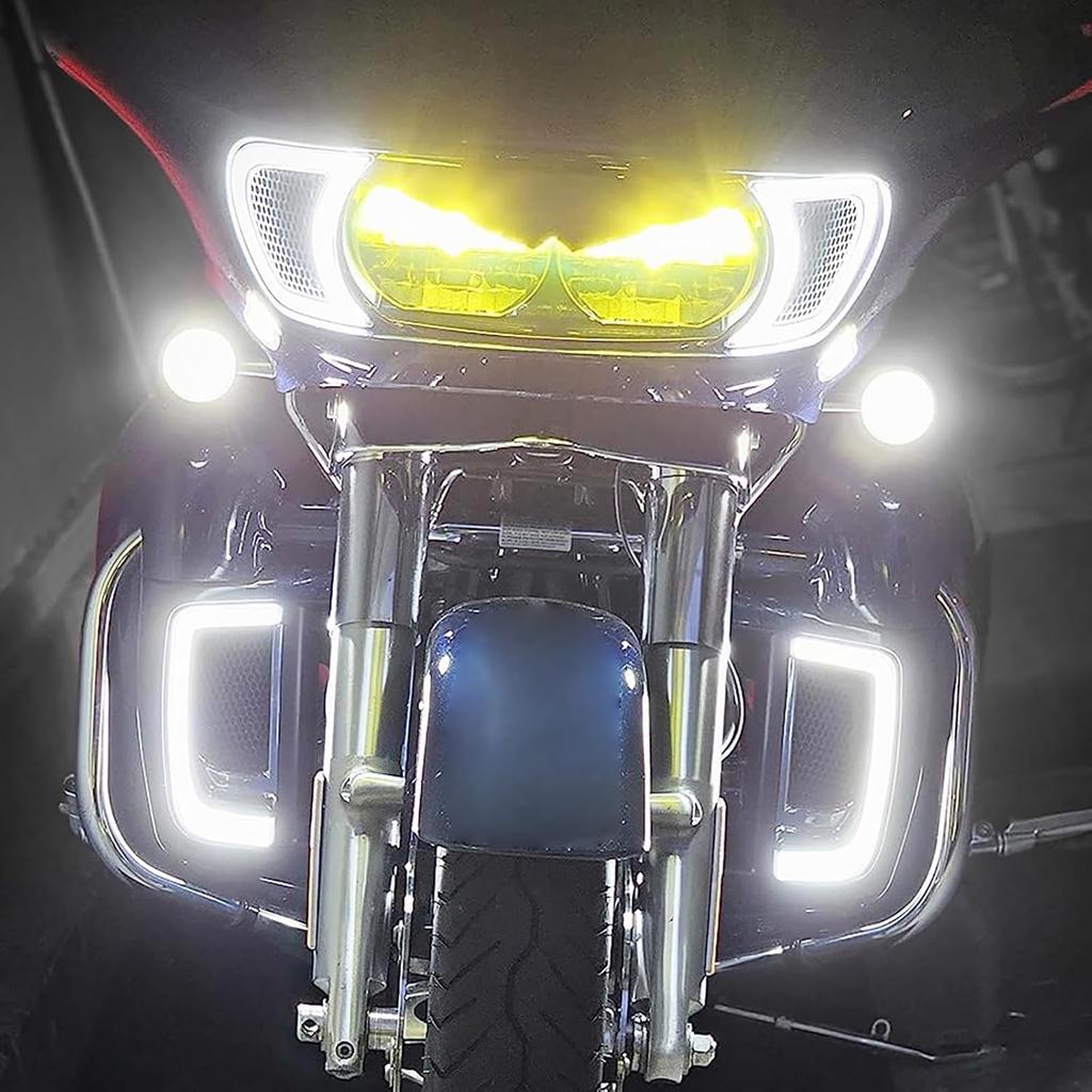 HDBUBALUS Motorcycle Headlight Vent Accent Turn Signal LED Indicator Side Lights For Harley Road Glide FLTRX 2015-2023 (Smoke Lens)