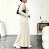 Women's Fashion Color Hooded Ribbed Dress with Slim Fit Cinched Waist and Pockets