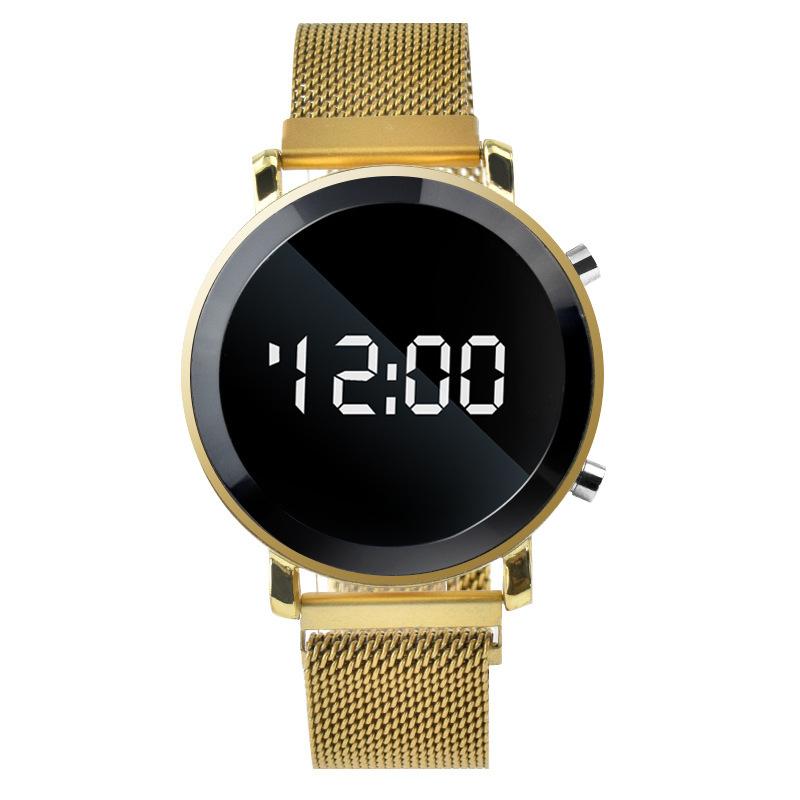 

Round Milan With Led Alloy Watch Teen Male Casual Student Electronic Watch золотой