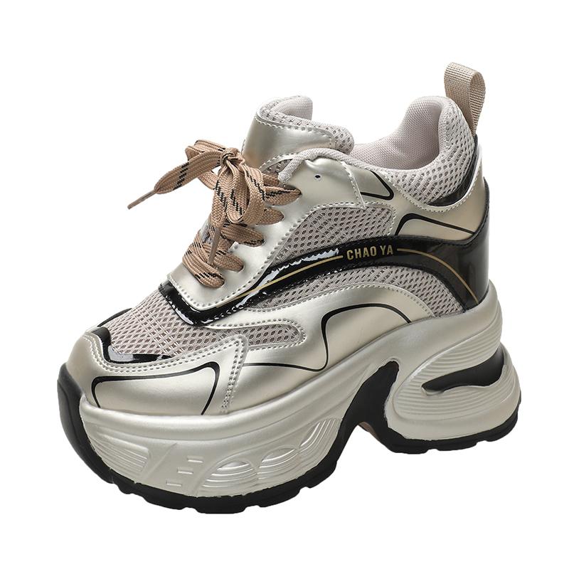 Fashion Spring Women Chunky Casual Sneakers Platform Sports Shoes Summer Thick Bottom Breathable Mesh Casual Shoes 10CM High Heels Woman