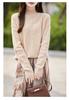 Autumn 100% Pure Wool Cable Knit Half-High Neck Sweater - Solid Color, Loose Fit
