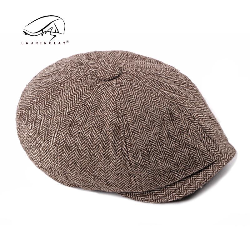 

Мужская и женская ретро восьмиугольная кепка в клетку - берет утиный нос в британском стиле для весны и осени Adjustable, 55-60cm кофейный