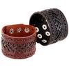 Men's Women's Punk Braid Faux Leather Wide Cuff Bracelet Button Wristband Bangle