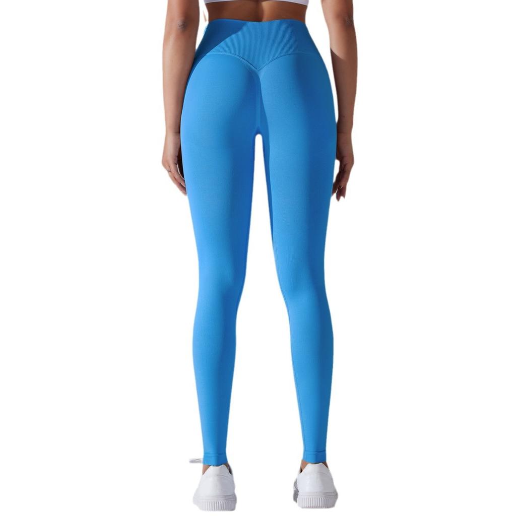 Fashion Casual Comfort Versatile Seamless Knit Yoga Pants Cross Waist Peach Hip Lift Yoga Running Sports Leggings Breathable Fitness Pants