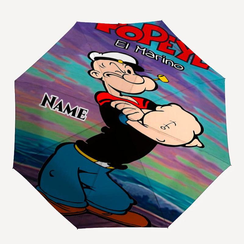 

1PC Popeye, Sailor Custom Name Automatic Open/Close, 8-Rib Durable Frame Compact Travel Umbrella for Men & Women D1222035
