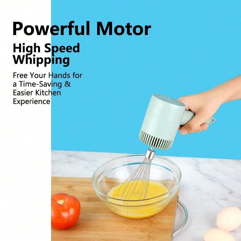 USB Wiederaufladbarer MINI Haushalt Akku Elektrischer Handmixer, Handrührgerät mit 2 Abnehmbaren Rührbesen