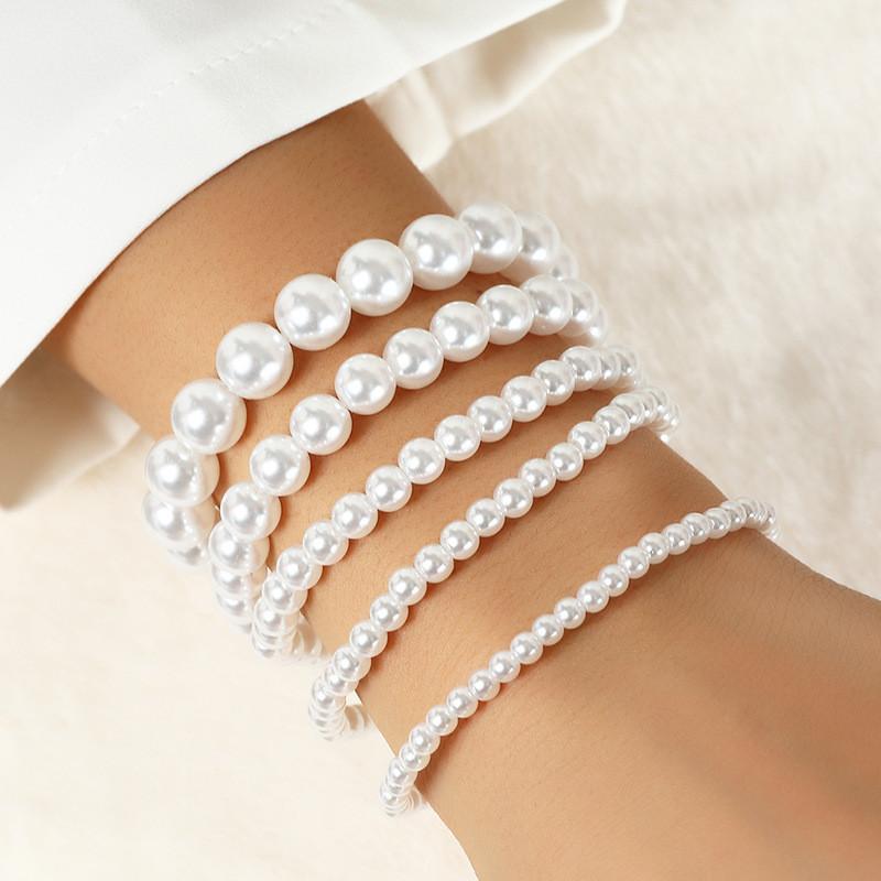 Fashion Pearl Bracelet For Women With Multilayer Elastic Line Hand Chain Gift For Travel Souvenir