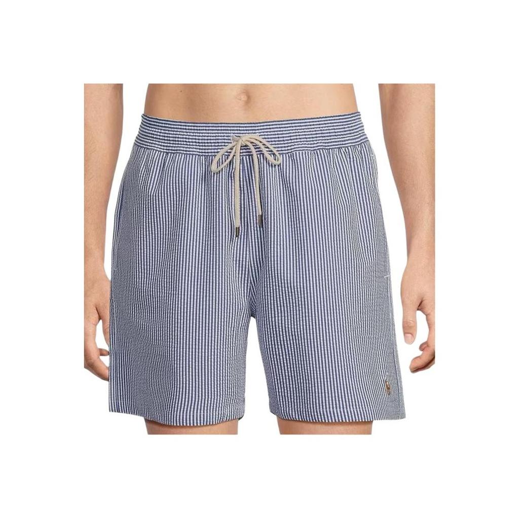Polo Ralph Lauren SS24 Logo Embroidered Striped Elastic Waist Beach Shorts Men Shorts Blue 710905990-001