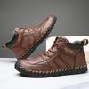 Hand-stitching Leather Men Boots Genuine Leather Casual Leather Shoes Men Ankle Boots