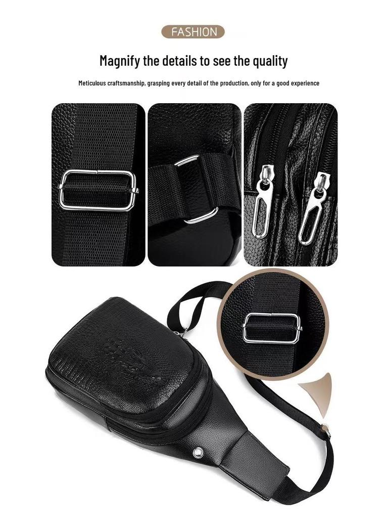 Trendy Men's Crocodile Pattern Crossbody Chest Bag - Fashionable, Casual, Versatile PU Sport Pack for 2025