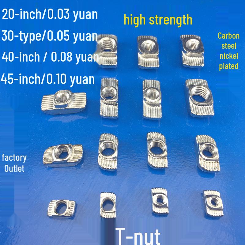 European Standard T-Nut - Rear-Mounted T-Shaped Hammer Head for Aluminum Profile (M4, M5, M6, M8) 20/30/40/45.