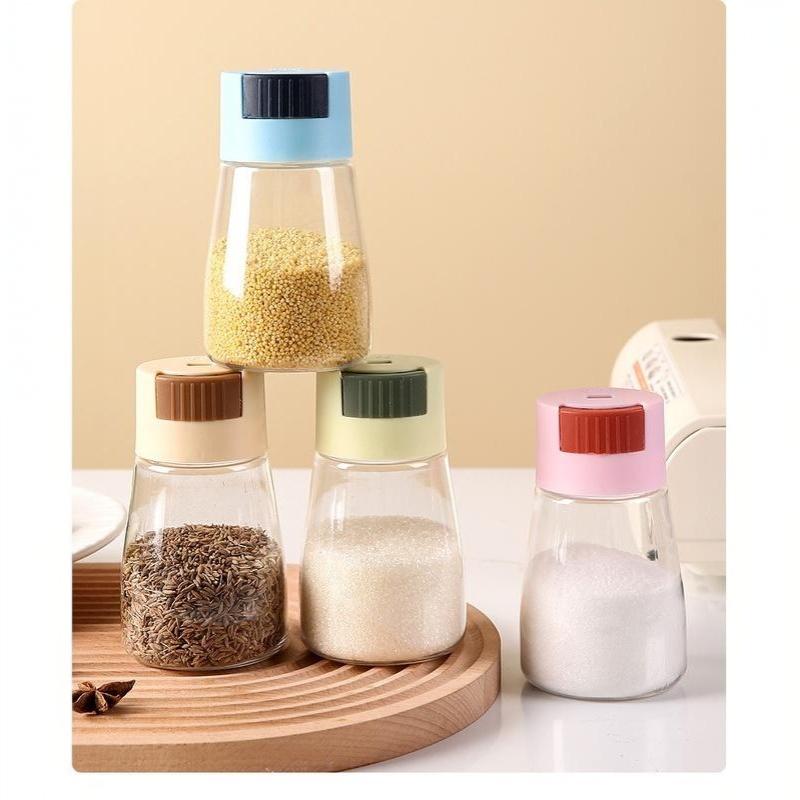 0.5G Quantitative Seasoning Container Dustproof Press Type Seasoning Jar Seasoner Storage Salt Dispenser For Home Kitchen