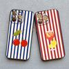 Red Blue Stripe Fruits Lemon Cherry Phone Case for IPhone 13 Mini 12 11 Pro Max 17 16 15 14 Pro Max Plus XR XS X Back Cover