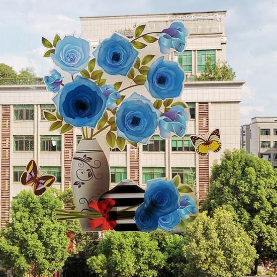 Creative Wall Decal Realistic Waterproof Bright-colored Self-adhesive Flower Vase