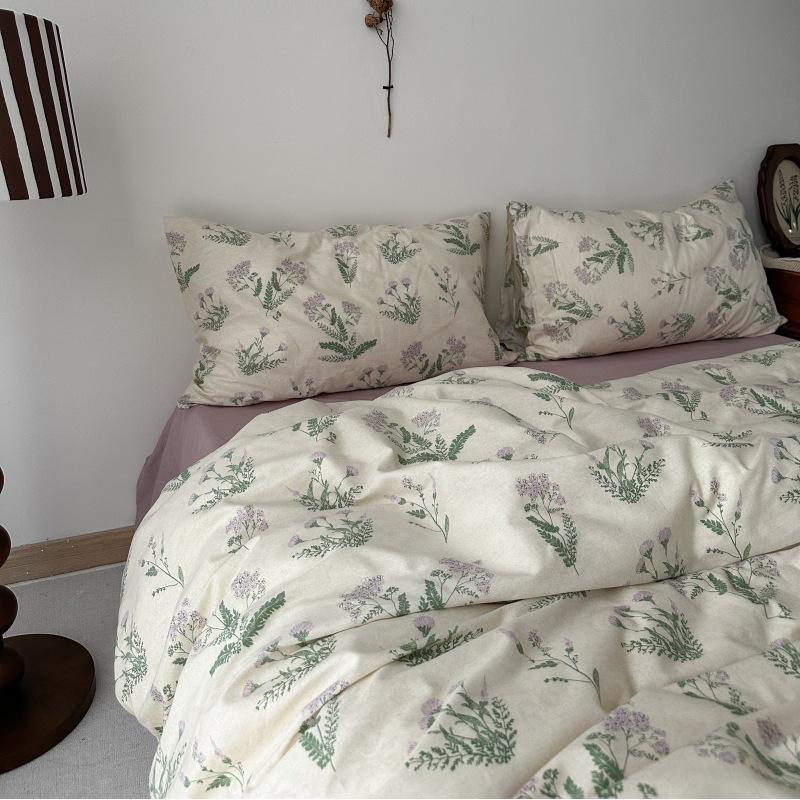 French Style Retro Printed Bedding Rural Style Duvet Cover Solid Color Dust-proof and Easy To Clean Mattress Protective Covers Envelope Pillowcase