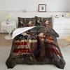 Deer Hunting Bedding Set Queen American Flag Duvet Cover Queen Size For Boys Teens, Room Decor Full Size With 2 Pillowcases