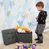Upholstered Quilted Pouf with Storage Capacity 33L Wooden Legs