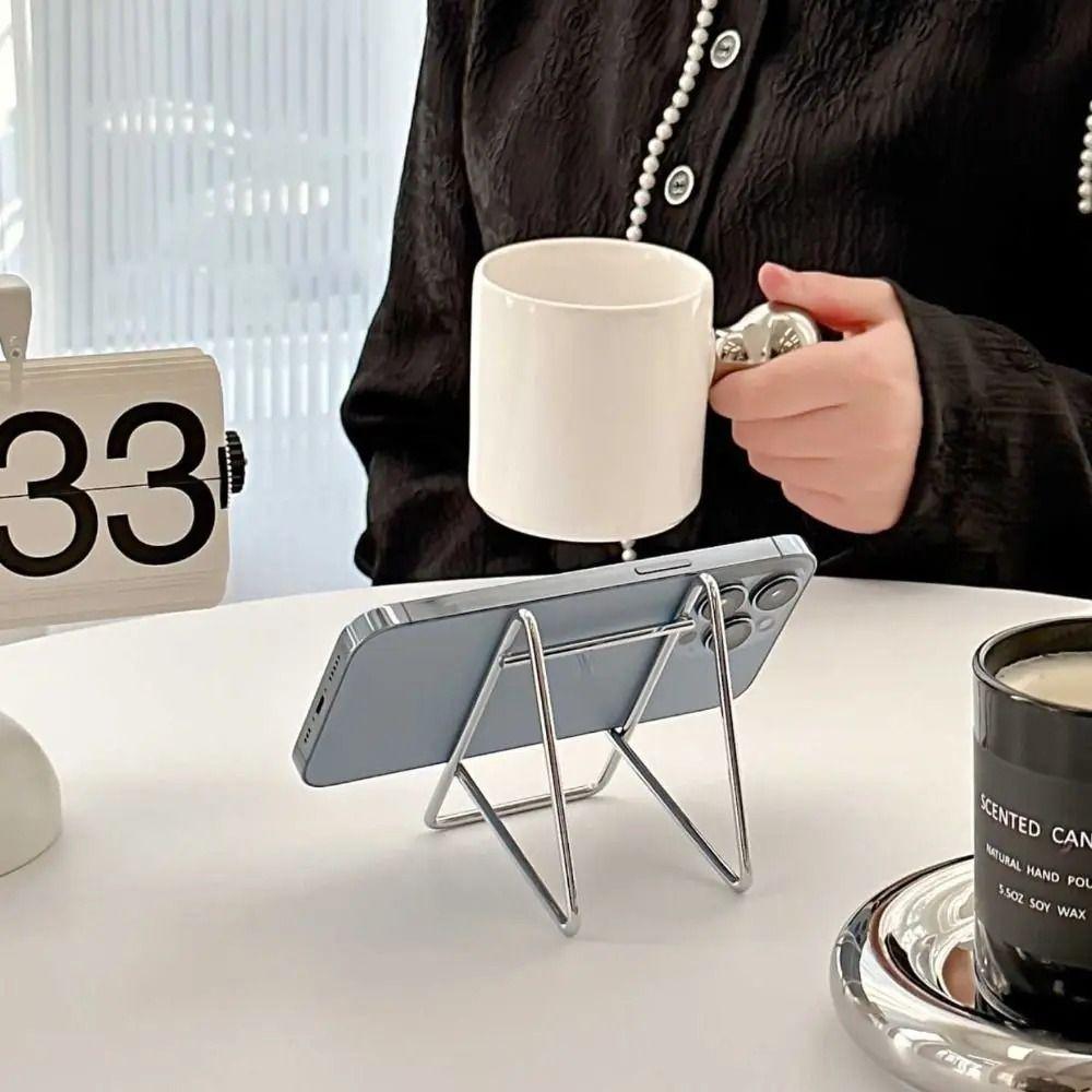 Silver CD Rack Metal Reading Stand Creative Tablet Stand