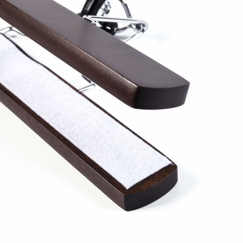 Amber Home Natural Wooden Pants Hangers, 10-Piece Set, Brown, Skirt Hangers, Non-Marking, 360-Degree Rotating, Rust-Resistant Hooks, Shape-Retaining,