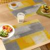 4pcs Abstract Geometric Yellow & Grey Placemats | 12x18 Inch Rectangular Linen Table Mats, Machine Washable | for Dining, Home, Kitchen, Banquet, Cafe