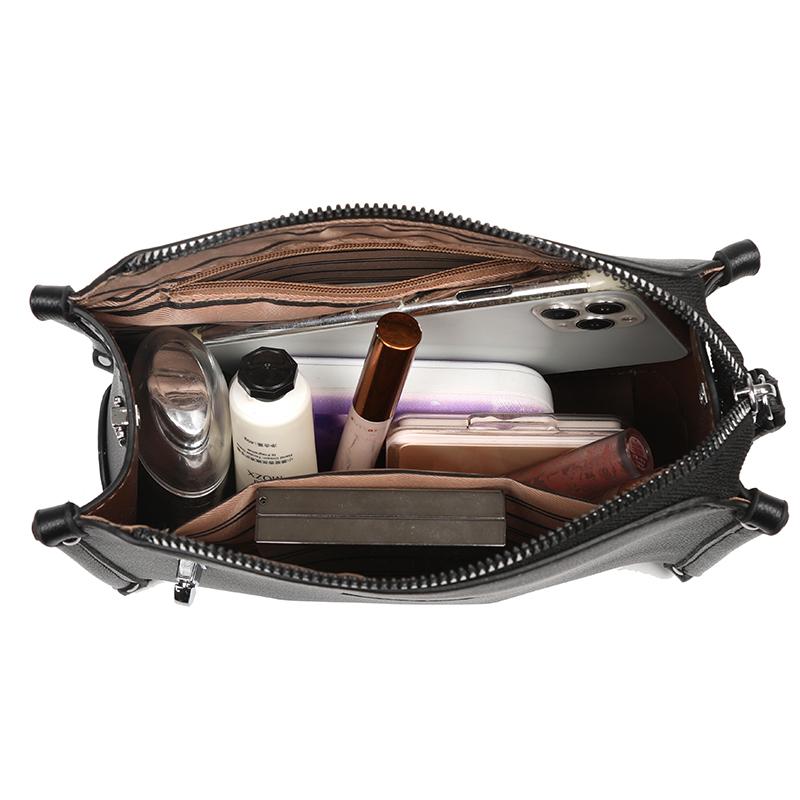 Damen Schwarz PU-Leder Umhängetasche, Kleine Lässige Schulterhandtasche mit Metallschnalle, Tägliche Geldbörse