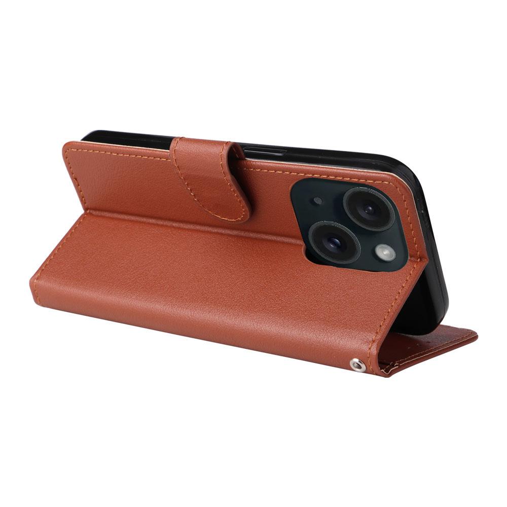 For iPhone 15 Magnetic Closure Flip PU Leather Phone Stand Cover Wallet Cell Phone Case