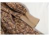 Trendy Autumn/Winter Korean Style Slimming Patchwork Tie-Up Knit Long Dress with Corduroy Floral Print