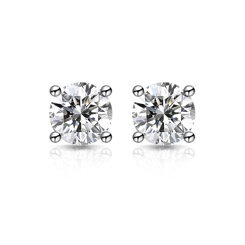 1 Carat Silver-plated S925 Stud Earrings, Four-claw Colored Diamond Earrings, Light Luxury Earrings 2026.