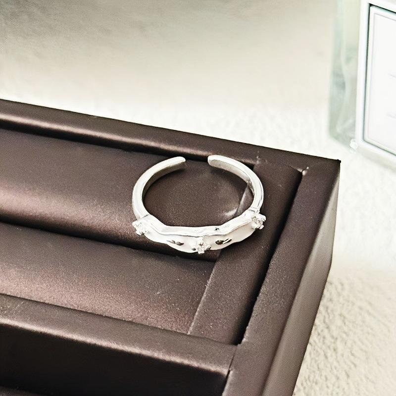 Night And Dawn Enamel Dripping Oil Zir*****Pening Ring Stacked Wearing Girlfriend Pair Ring Niche Design Personalized Ring Women Adjustable opening