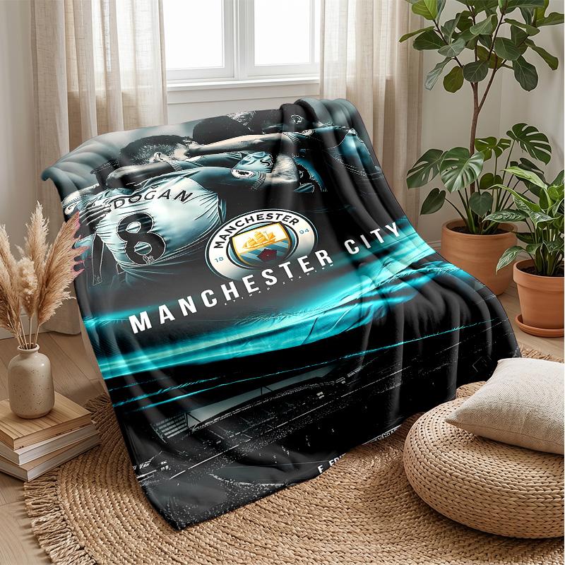 Manchester Theme Blanket Soft Flannel Blanket Plush Throw Blanket Cozy Sofa Bed Blanket for Home Decor