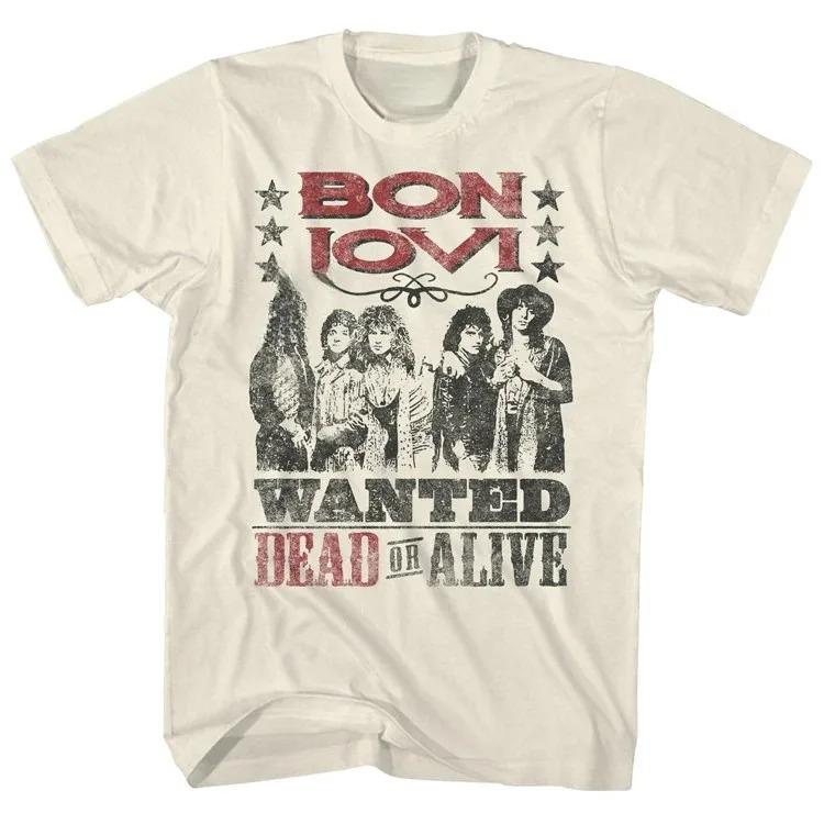 Bon Jovi  Wanted Dead or Alive  Retro Band Portrait Graphic Unisex Heavy Cotton Vintage Rock Tour T-Shirt 4XL
