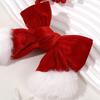 Red Velvet Christmas Bow Hair Clips White Furry Accents Holiday Hair Decor New Year's EVE Decorations Party Hair Accessories