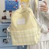 Plaid Backpack Junior High School Student Schoolbag Plaid Large Capacity Backpack