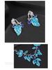 European-American Colorful Leaf Diamond-Encrusted Enamel Alloy Necklace Set