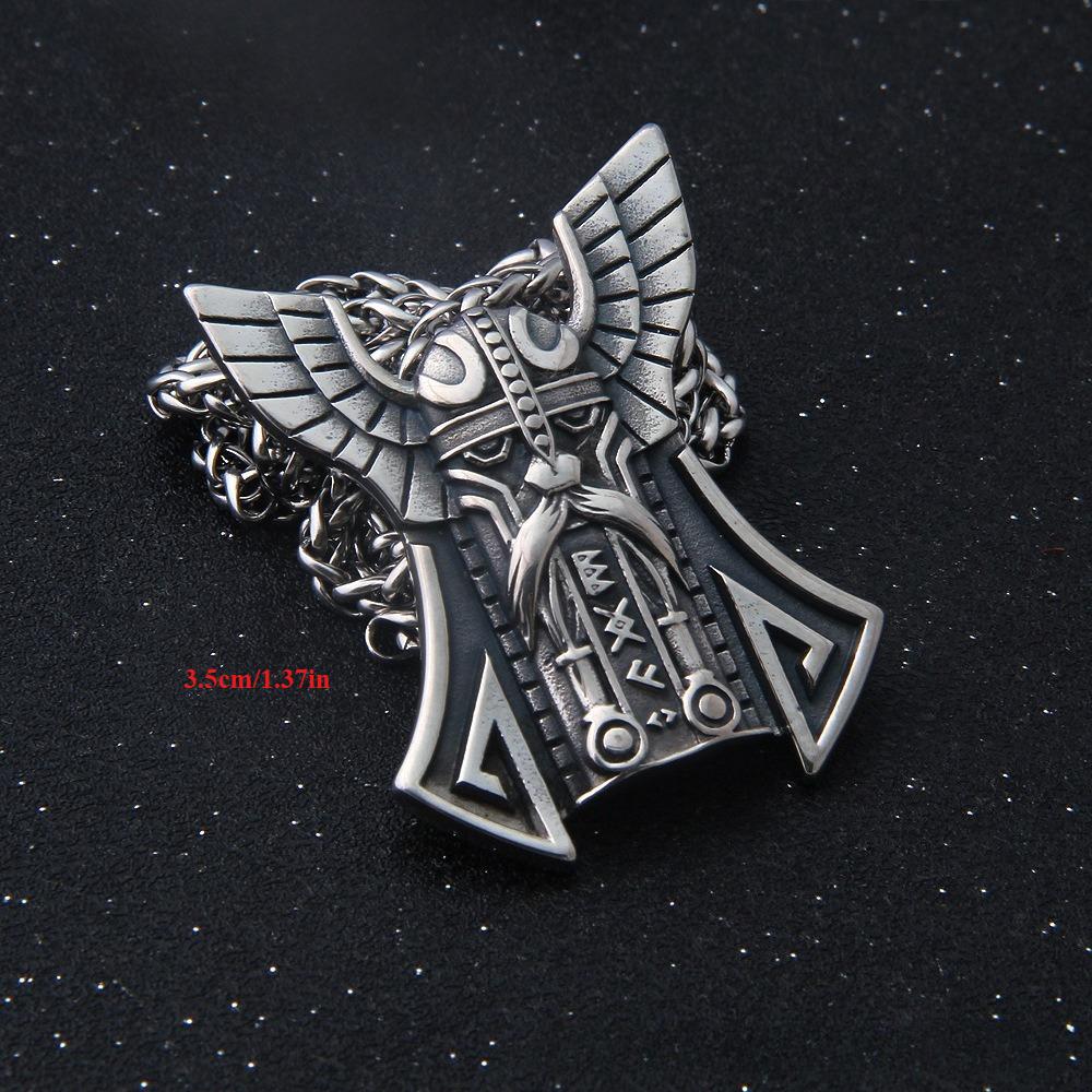 Nordic Celtic Odin Shield Pendant Viking Axe Necklace Men's Trendy Accessories