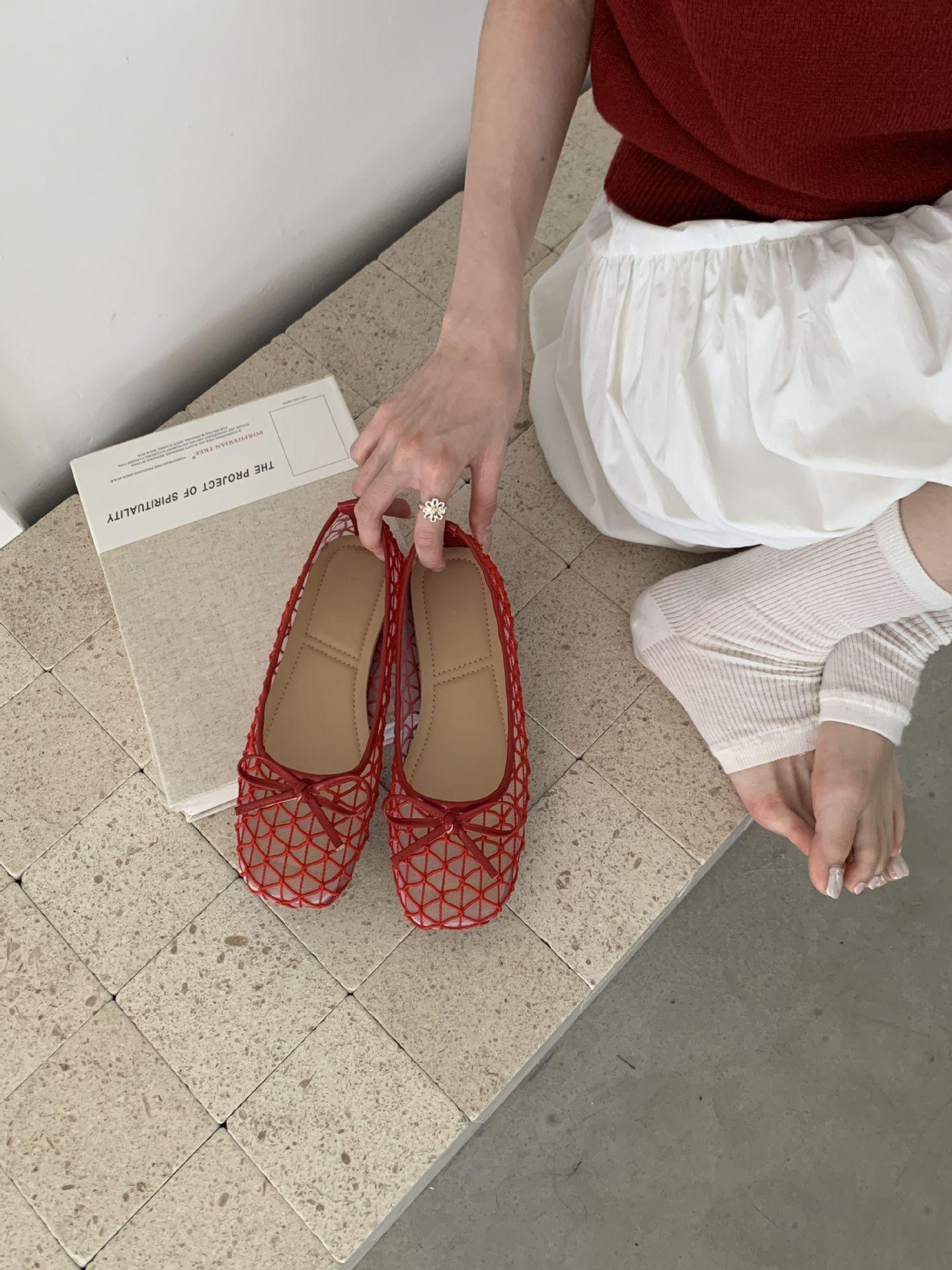 Women s Square Toe Flat Cut-Out Spring French Style Pumps - Fashionable Footwear 35