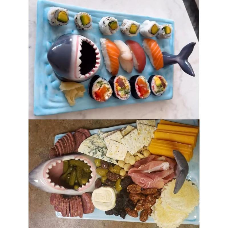 Seaside Shark Ceramic Plate Japanese Internet Celebrity Sushi Dumpling Tableware Kitchen Meal Decoration