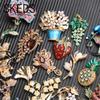 SKEDS Luxury Exaggerated Vintage Women Girls Crystal Flower Brooch Pin Fashion Elegant Lady Exquisite Plant Rhinestone Badges